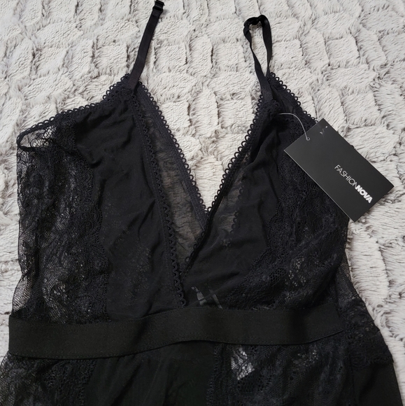 Fashion Nova Intimates & Sleepwear Nwt Fashion Nova Black Lace Teddy With Garter Poshmark